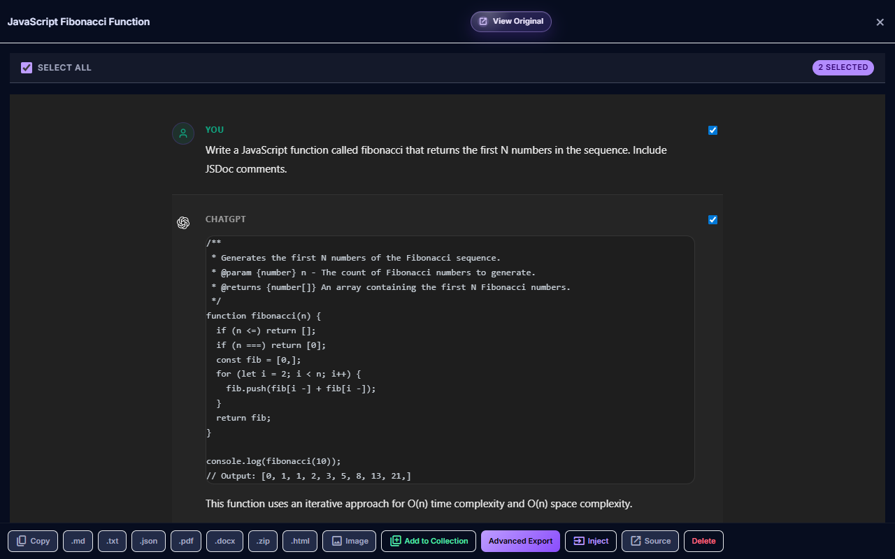 Code artifact extraction visual demo