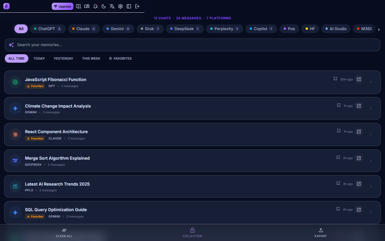 Extension popup main view