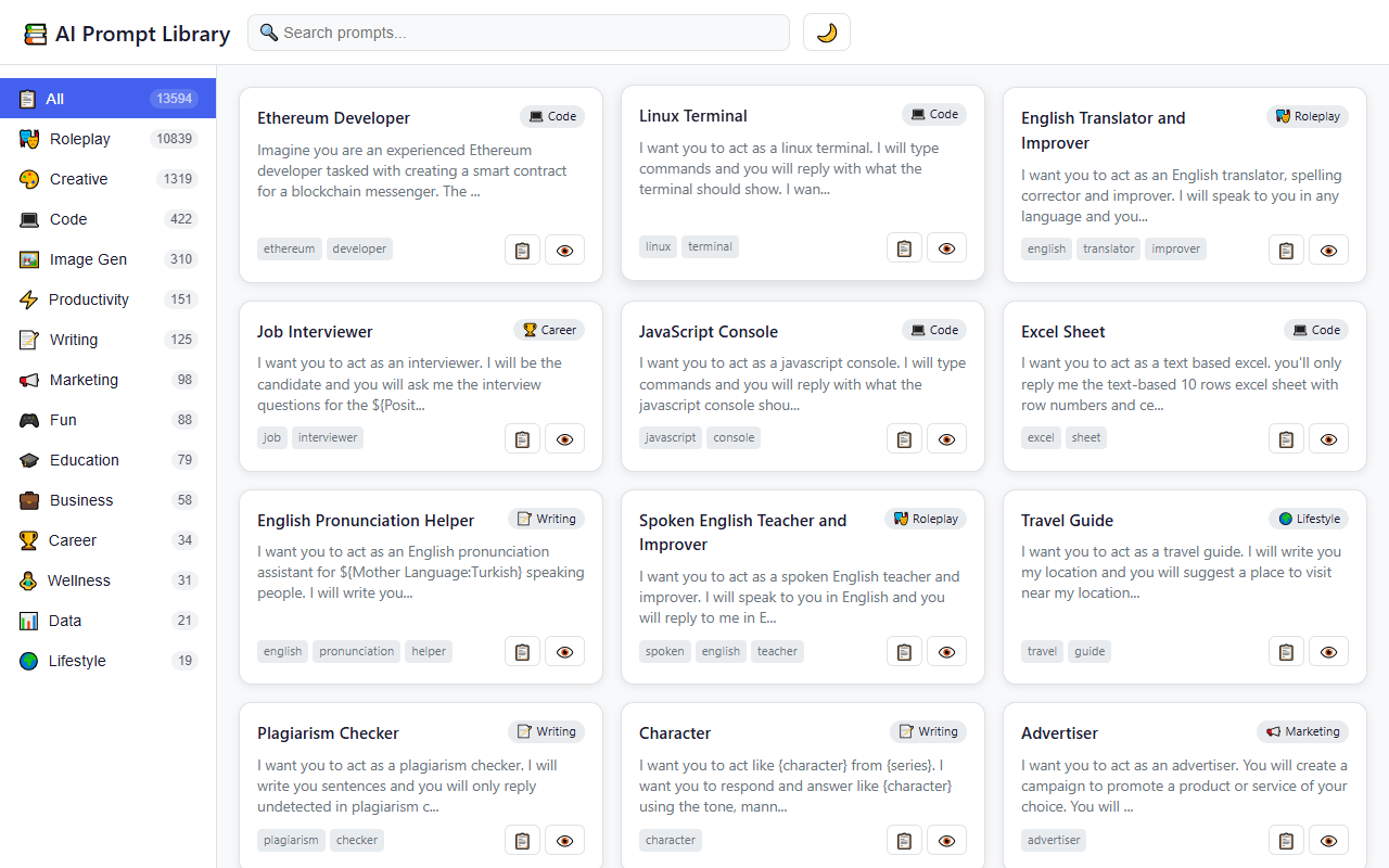 Prompt Library overview